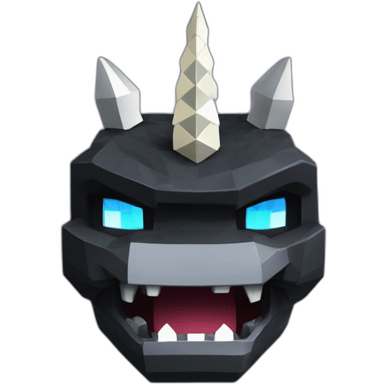 Minecraft Black Godzilla Head With Diamond Unicorn Horn and Lazer Eyes emoji