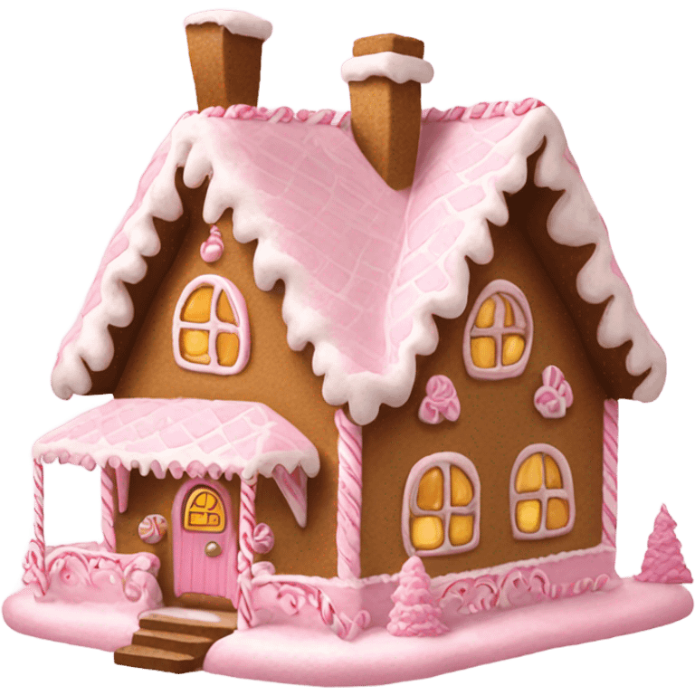 Big Light Pink very detailed gingerbread house  emoji