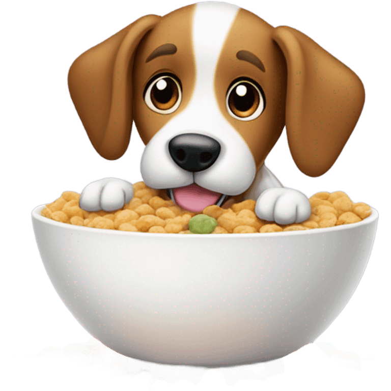 A dog eating a bowl of cereal  emoji