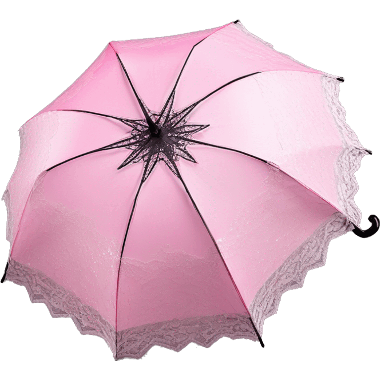 Lacy overlay pink Lolita umbrella with sparkle detailing and a black handle emoji