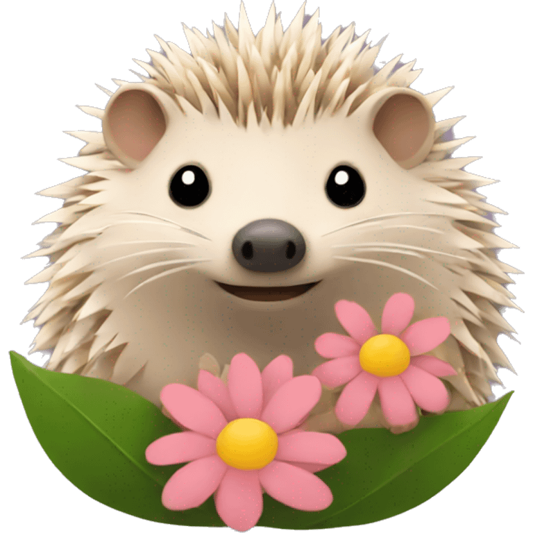 hedgehog with flowers instead of needles emoji