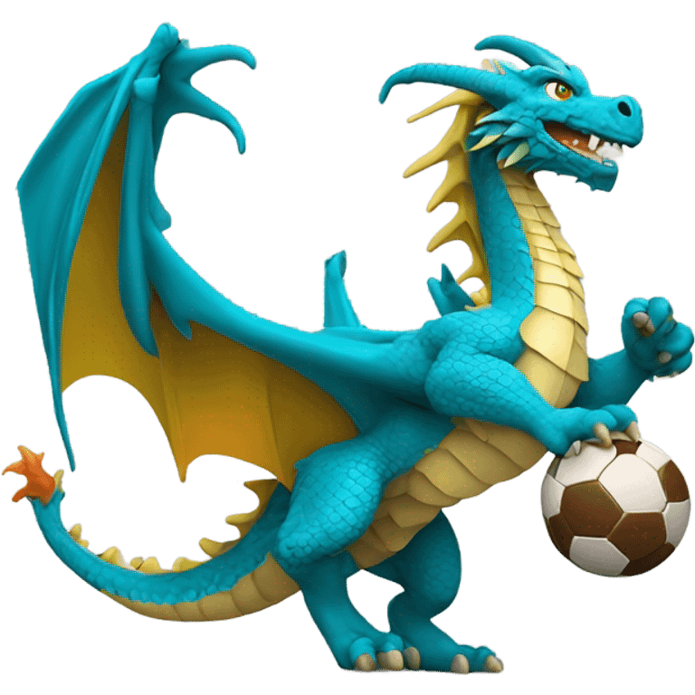 Dragon playing football  emoji