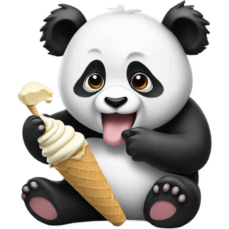 Panda eating ice cream emoji