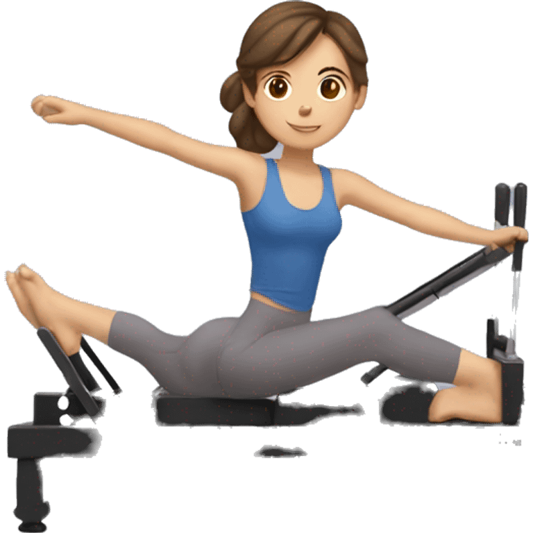 Girl with brown hair doing Pilates on reformer emoji