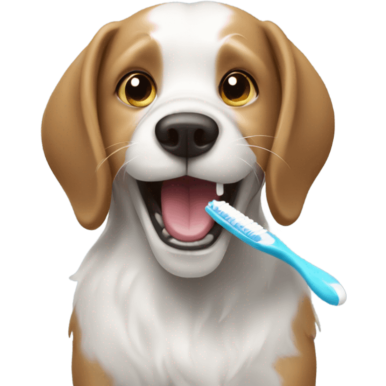 Dog brushing teeth  emoji