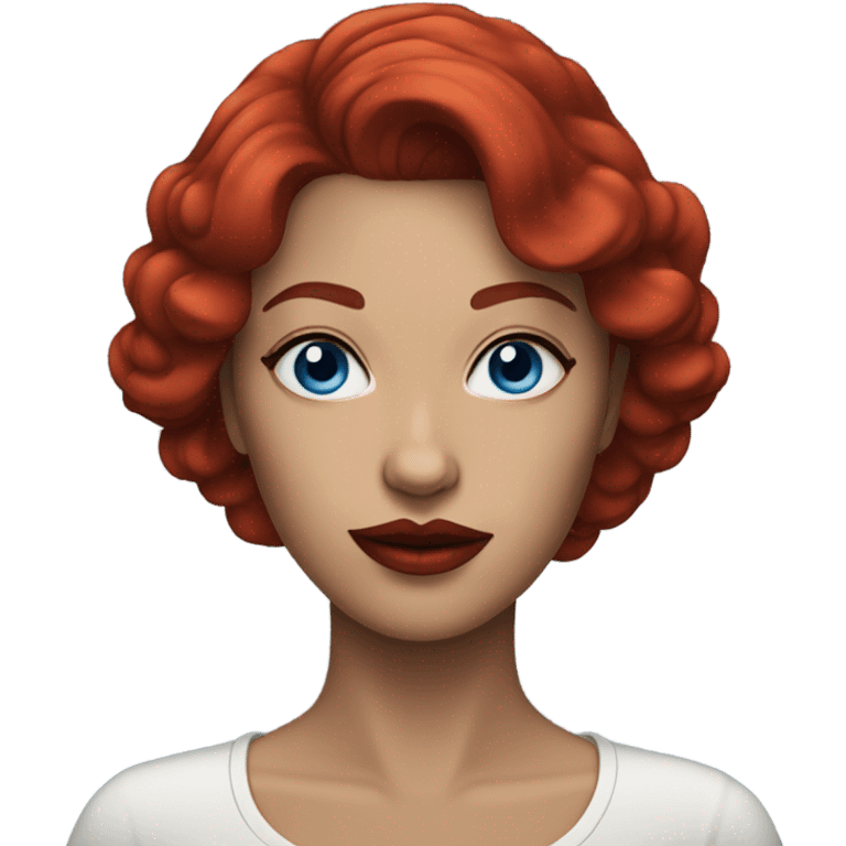 Dark red hair blue eyes red lips woman  emoji