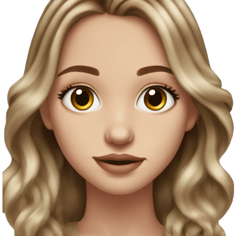 white girl with brunnette hair and a balayage with hazel eyes and a nose piercing emoji