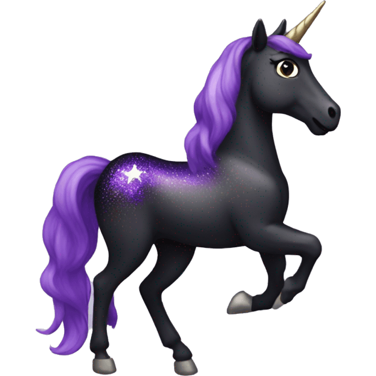 Black and purple sparkle unicorn  emoji