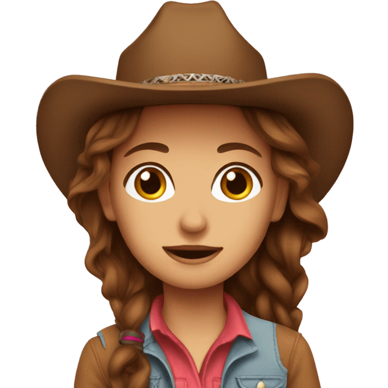 Brown hair cowgirl emoji