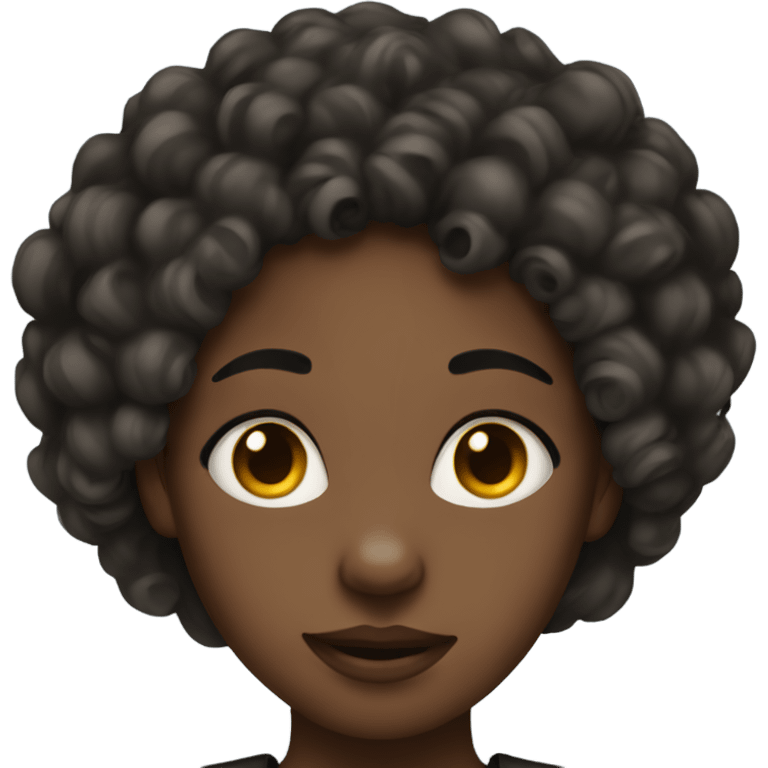 A black girl with a black nose ring and curly hair  emoji