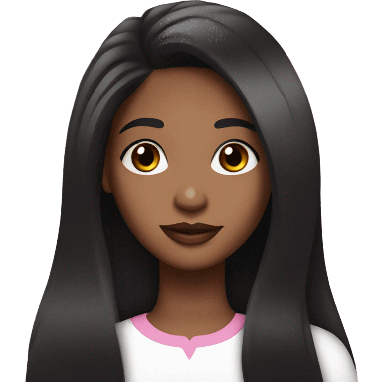 A brown girl with long straight black hair long lashes and dimple and pink lips  emoji