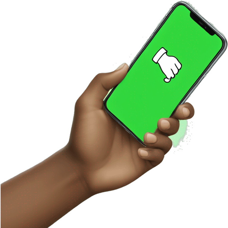 hand holding phone green screen  emoji