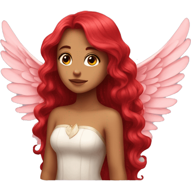 big wings, rose, Beautiful, fairy, red, long hair emoji