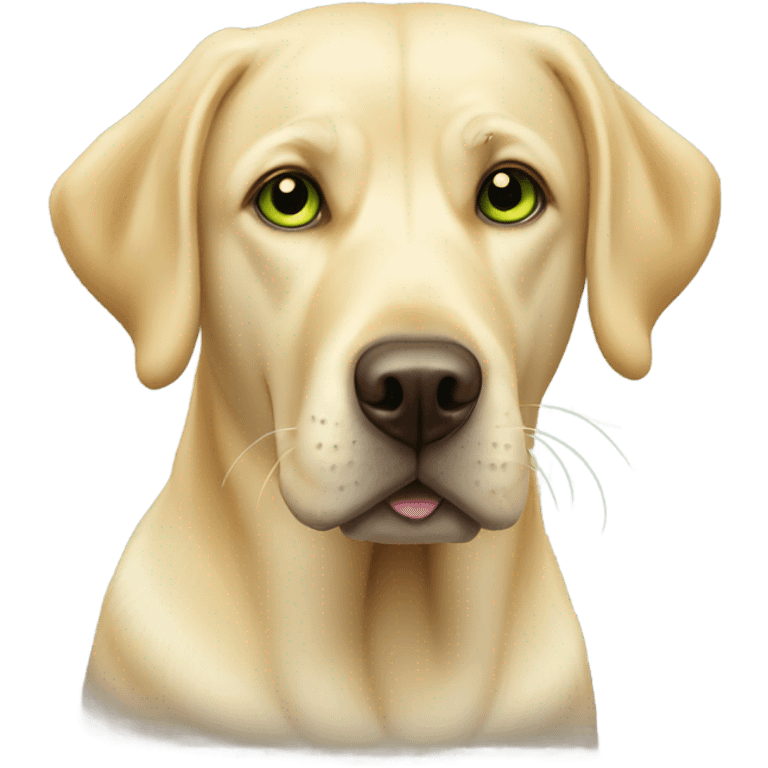 Yellow Labrador retriever with green eyes emoji