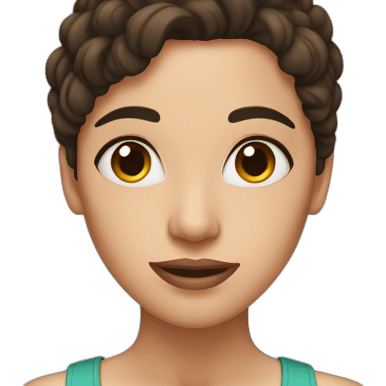 A woman with dark brown hair and dleepy eyes  emoji