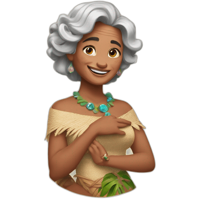 Grand mother Moana Disney happy hold gem emoji