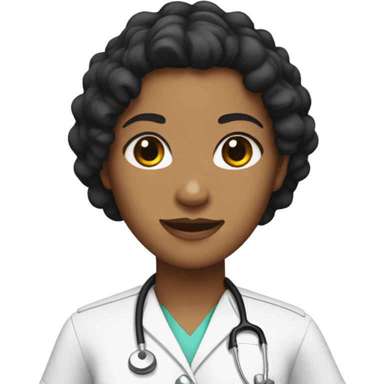 Tan nurse with black curly hair emoji