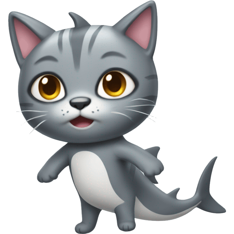 cute grey cat with a shark costume emoji