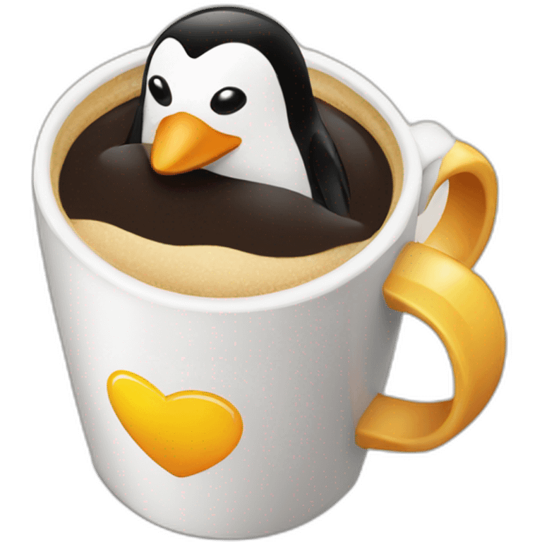 Penguin coffee emoji