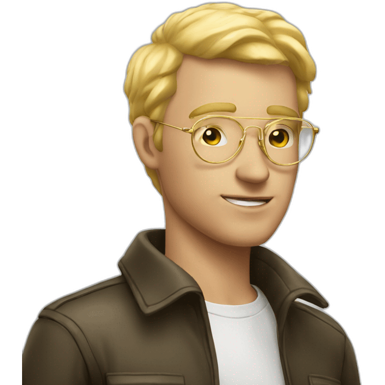 blonde white man with golden aviator glasses smoking cigarette emoji