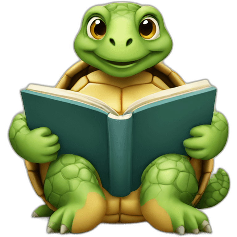 tortoise reading a book emoji