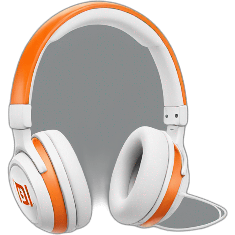 headphone jbl wihte and orange on the setup gaming emoji