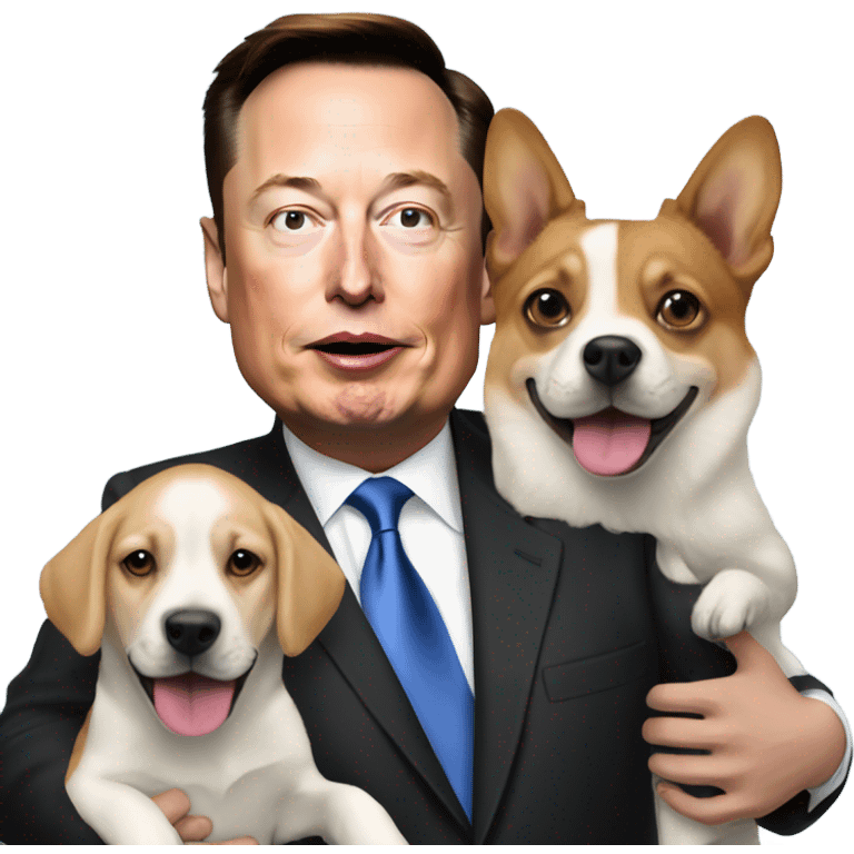 Elon Musk getting doggies by Donald Trump emoji