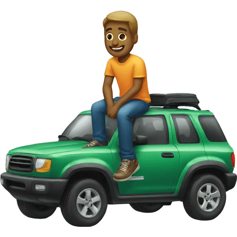 man sitting on top of car emoji