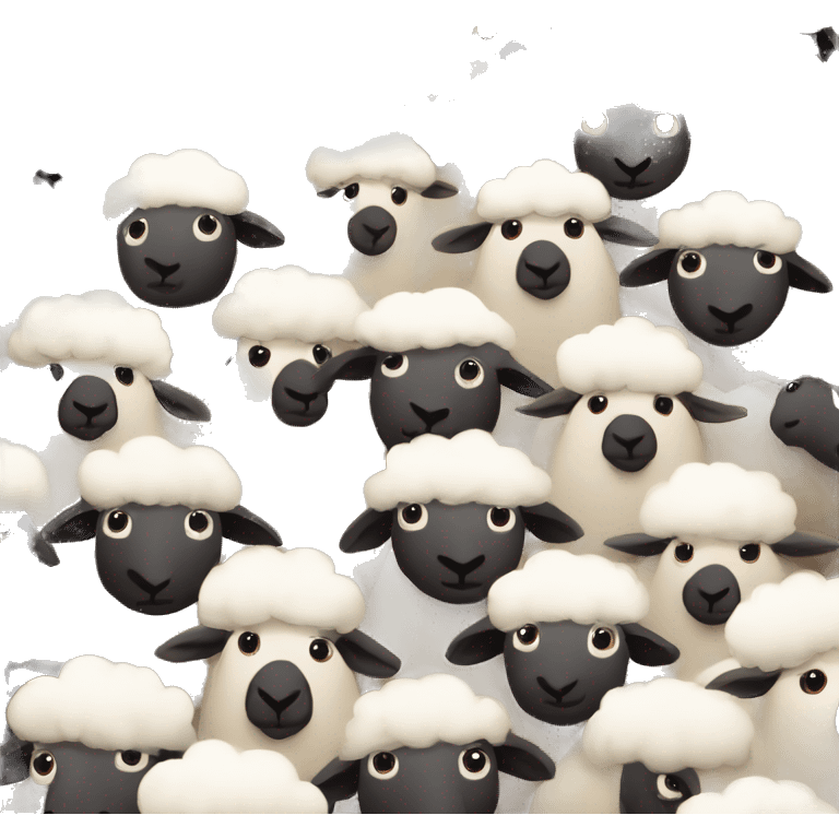 a flock of sheep, all wearing Christmas helmets. emoji