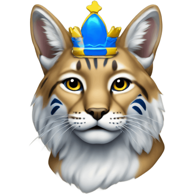 Bobcat with blue and yellow crown emoji