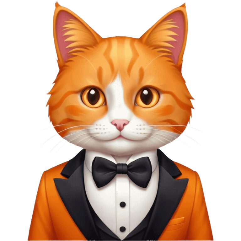 An orange cat wearing a tuxedo emoji