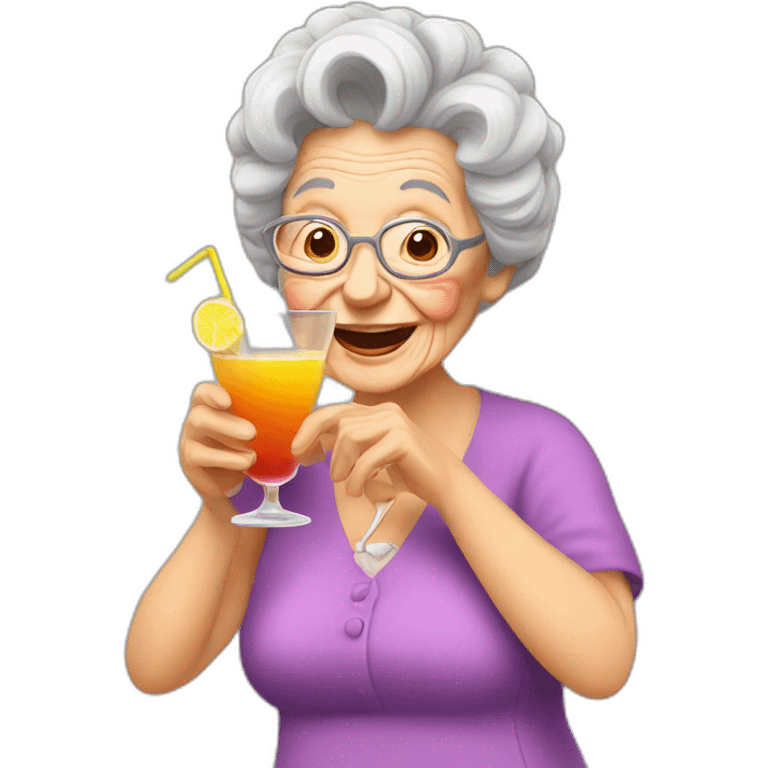 granny drink many coctail emoji