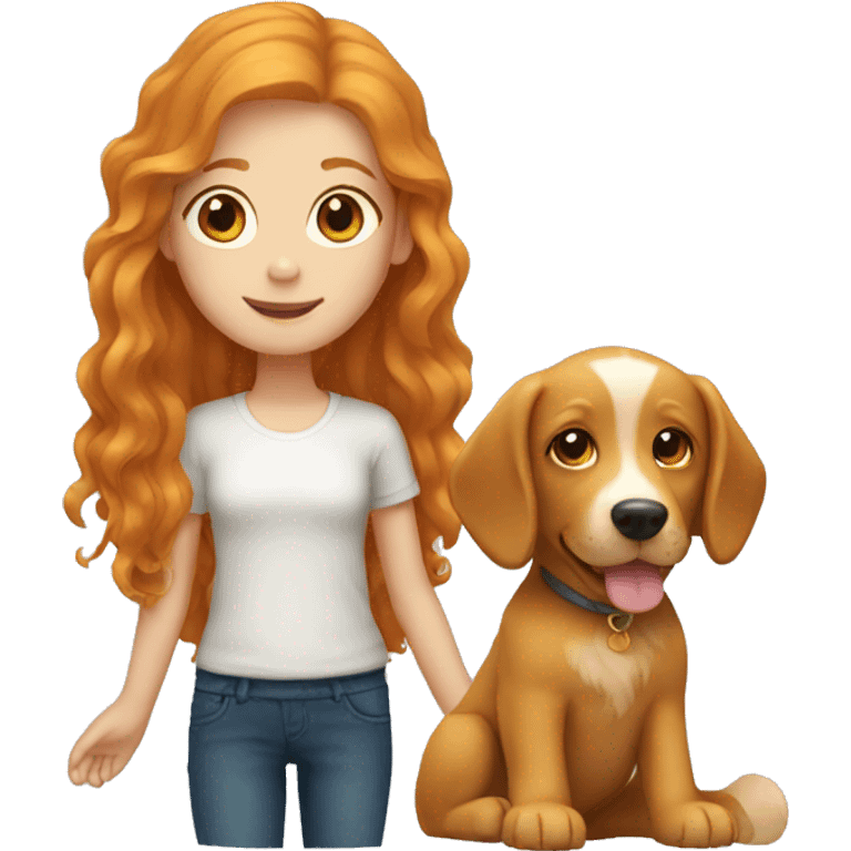 ginger girl with golden retriever emoji