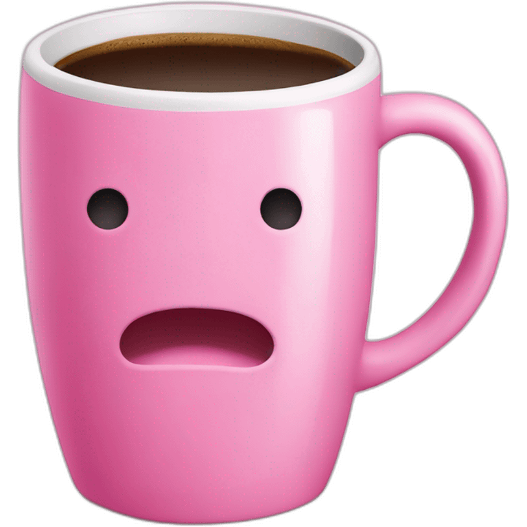 Pink mug writeen "hot coffee hot ideas" emoji