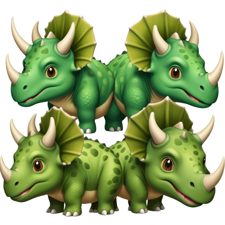 faces of different green triceratops emoji