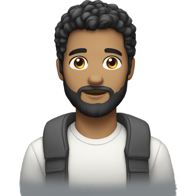 black hair light beard white skin male youth emoji