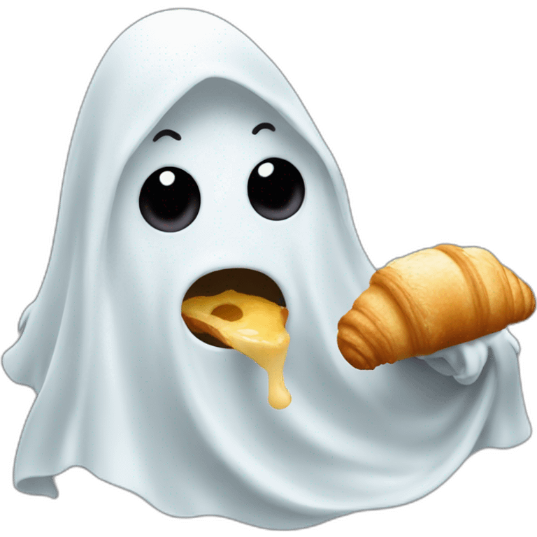 Ghost eating croissant emoji