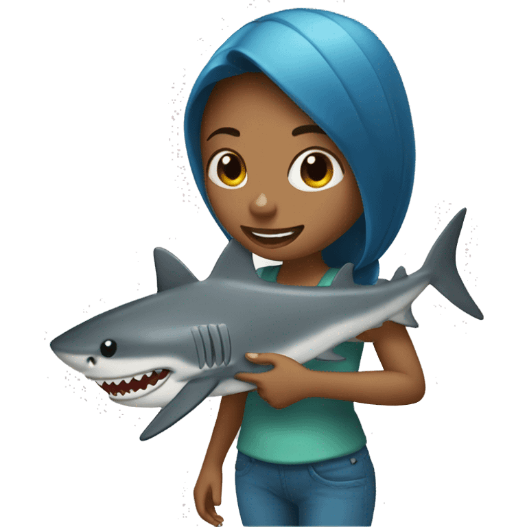 Girl with shark emoji