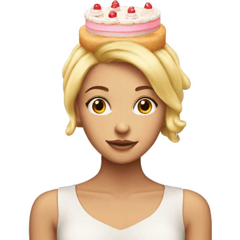 Blonde girl with cake on head  emoji