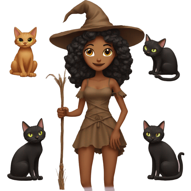 Tan witch with cat emoji