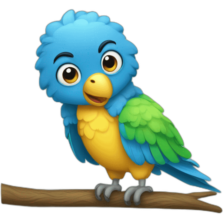 funny small blue parrot emoji