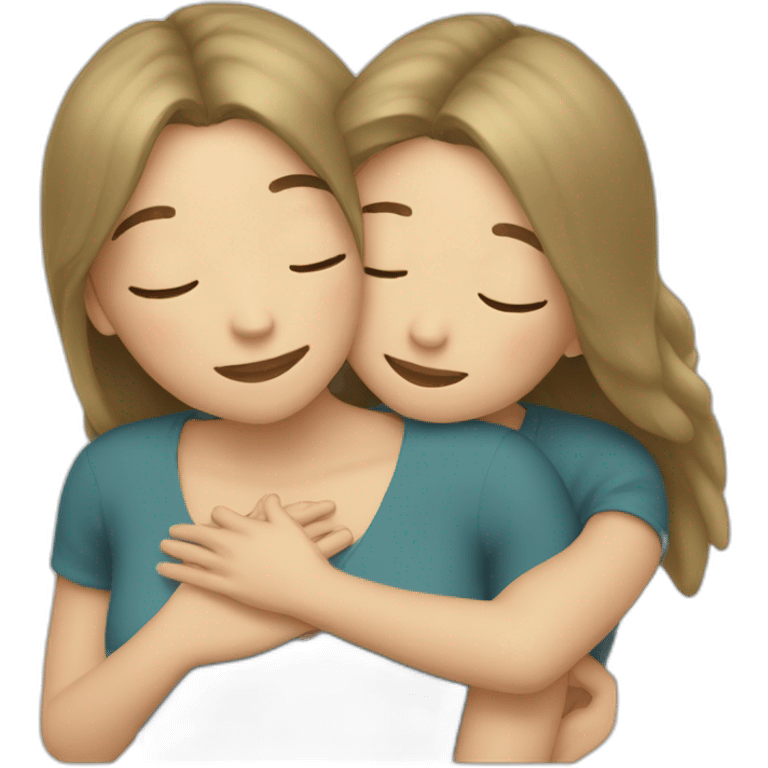 3 white sisters hugging emoji