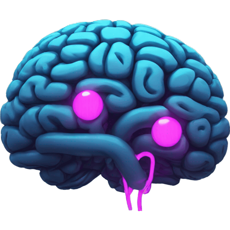 neon illuminated brain emoji