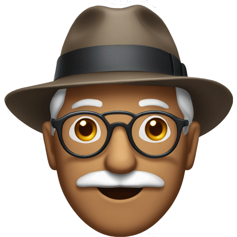 A grandfather with a fedora, a mustache, and a pair of goggles emoji