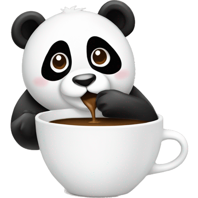 Panda diring coffee  emoji