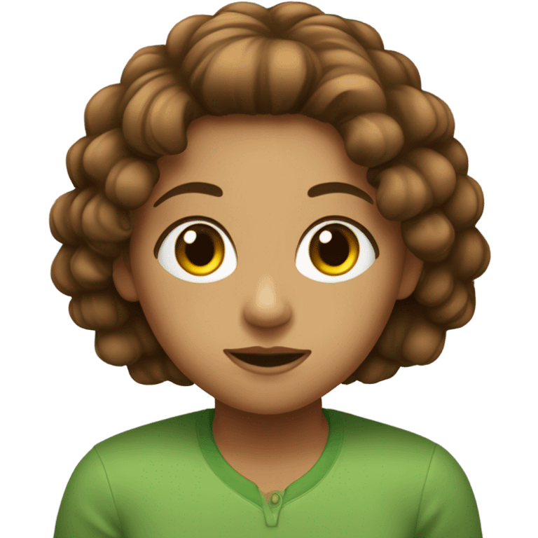 Fille au cheveux bruns et au yeux verts emoji