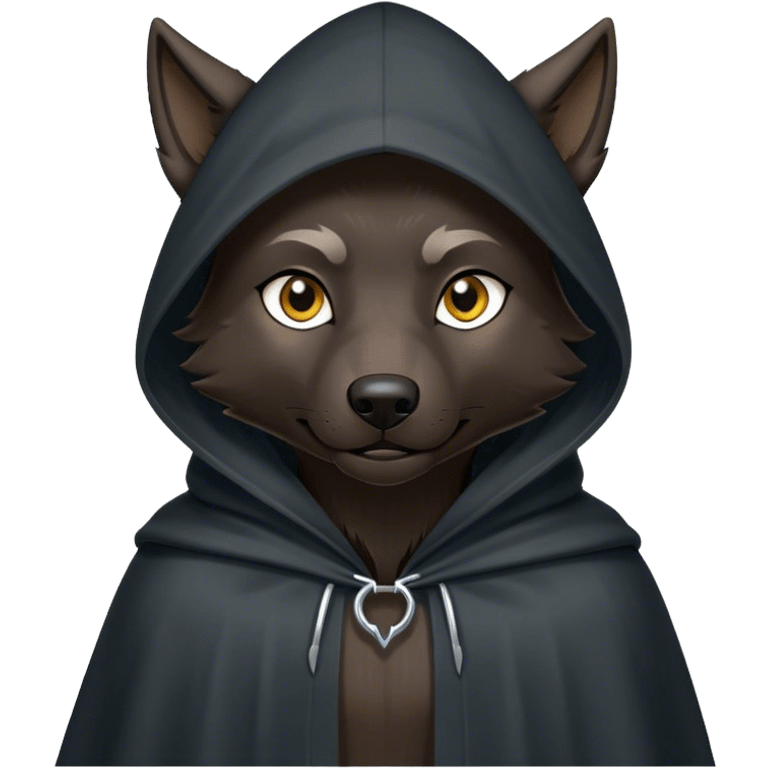 black wolf praying with black hooded cloak emoji