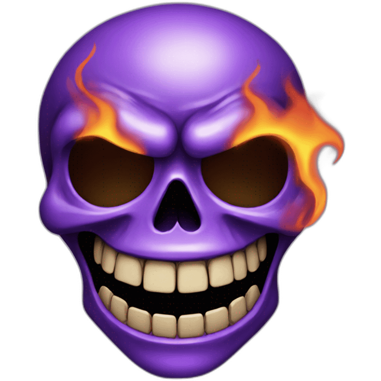 purple flaming skull face grinning emoji