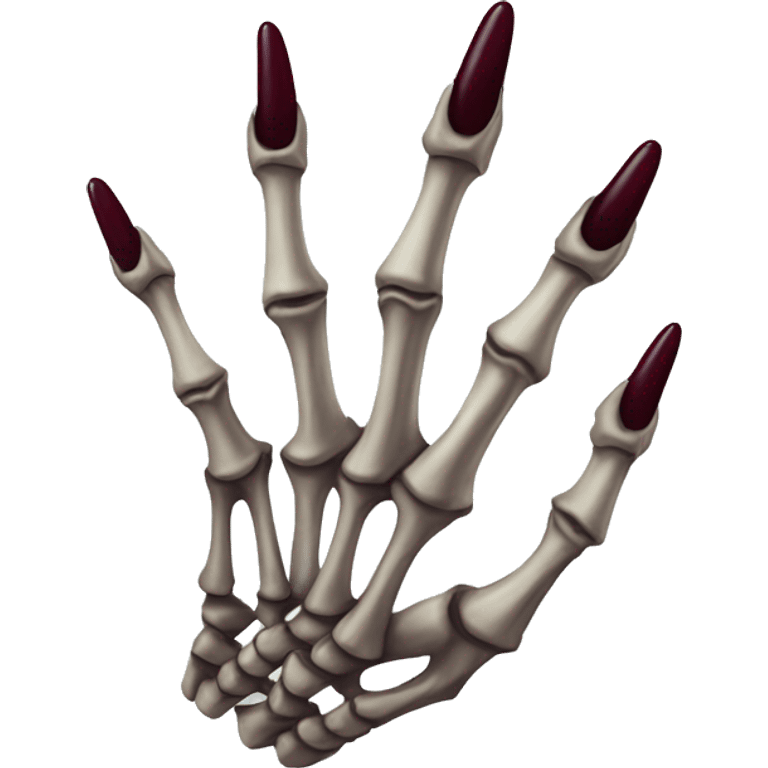 skeleton hand with long maroon nails emoji