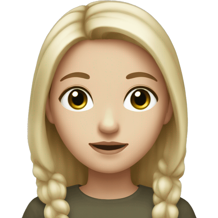 Girl with white skin, dark green eyes, light brown hair  emoji